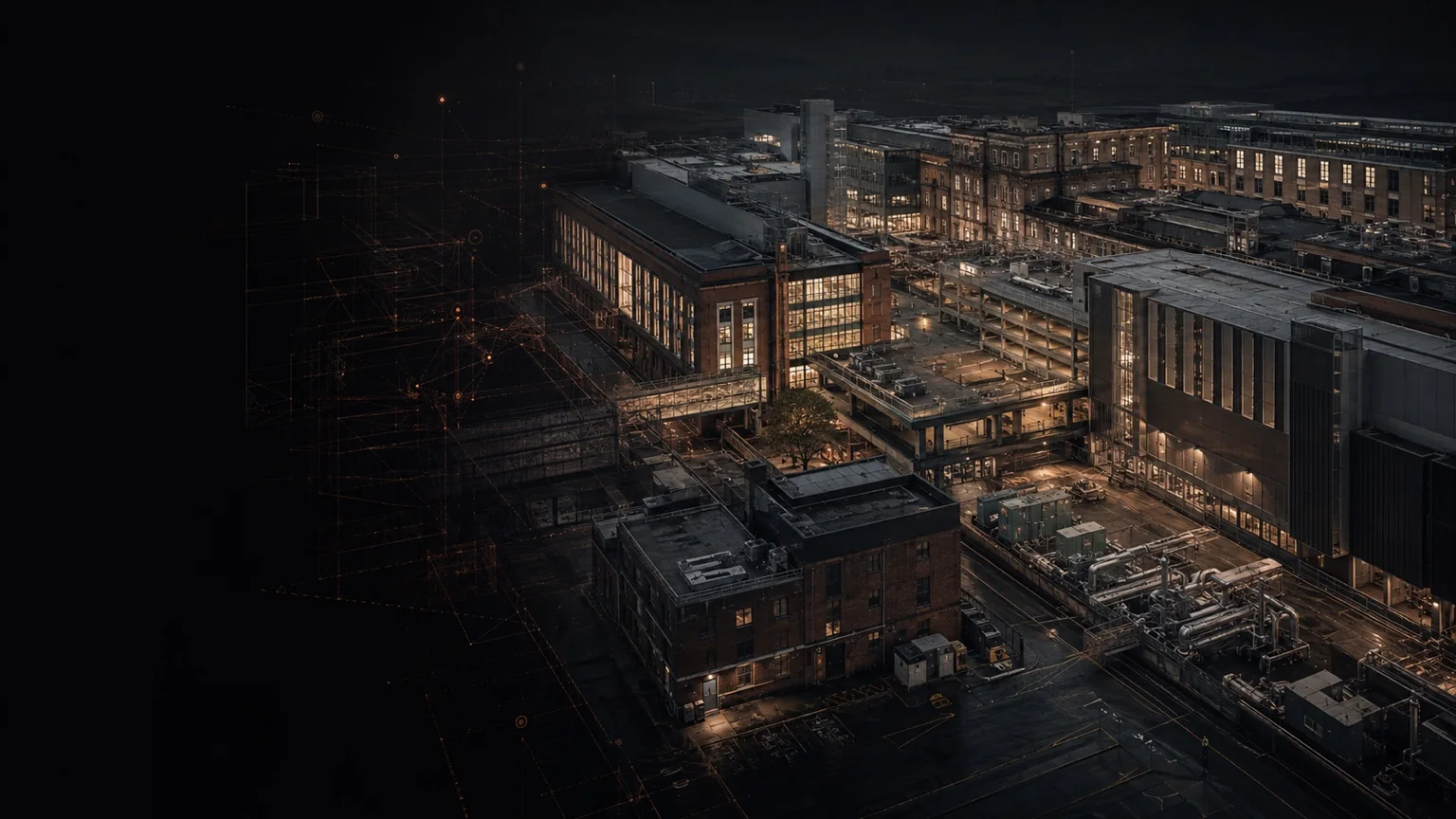 Complex operational estate with existing buildings, technical infrastructure and digital overlay